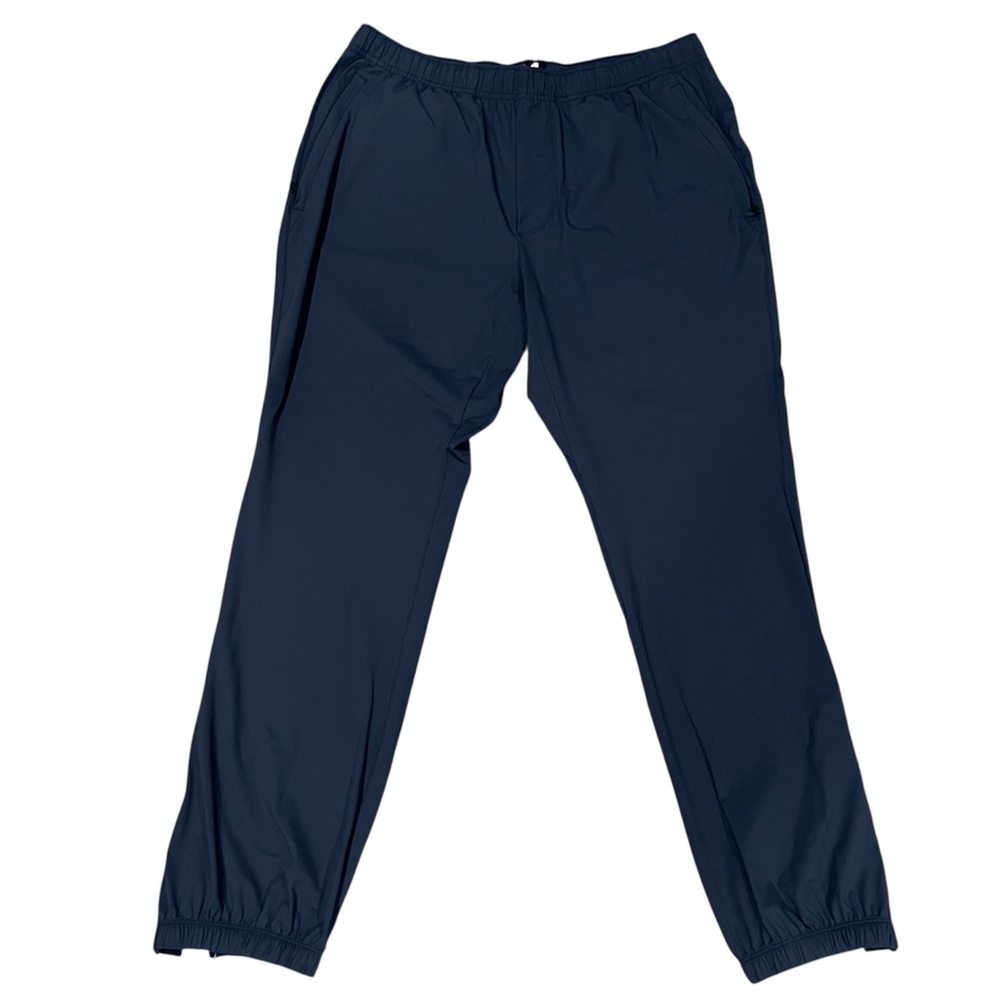Men’s Navy Blue Four Laps Silky Active Pants Joggers Track Pants Large Elastic - Picture 2 of 7